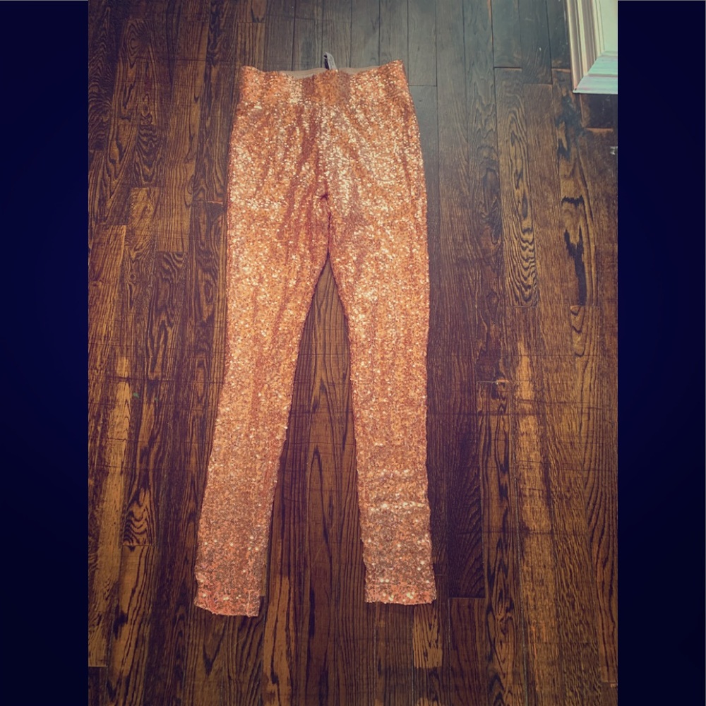 Rose gold sequin leggings